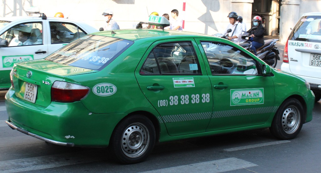 A Mai Linh Taxi Cab in Saigon, HCMC, Vietnam